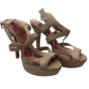 Y2K Deb Platform Heels Strappy Cutout Nude 7